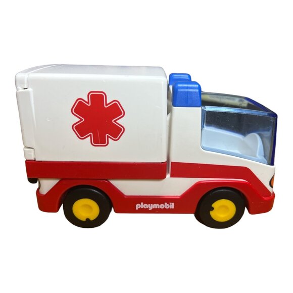 Vintage 1990's Playmobil 4 Figures Firemen First Aid & Customs Boat Ambulance - Picture 5 of 12
